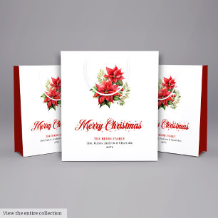 Elegante Weihnachtsbouquet-Schriftzug-Geschenktasc Mittlere Geschenktüte