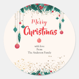 Elegante Weihnachtsdekoration Familie Runder Aufkleber