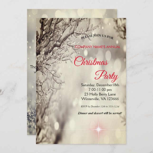 Elegante Weihnachtseinladung Einladung (Vorne/Hinten)