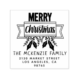 Elegante Weihnachtsfamilie Name Rücksendeadresse Permastempel