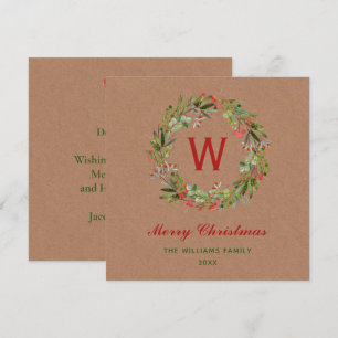 Elegante Weihnachtsfamilie Wreath Karte