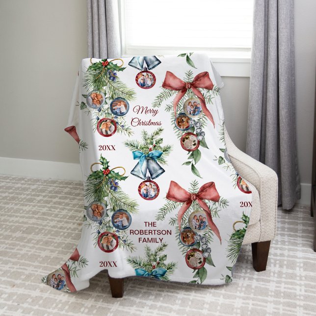 Elegante Weihnachtsfamilienfoto Collage Fleecedecke (Von Creator hochgeladen)