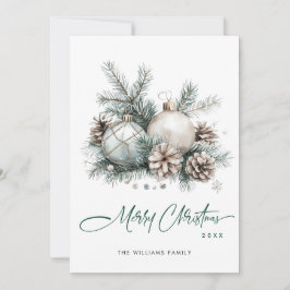 Elegante Weihnachtsfeier Grün Ornament Gruß Feiertagskarte