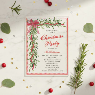 Elegante Weihnachtsfeier-Mistelzweig-Rotband Acryleinladungen