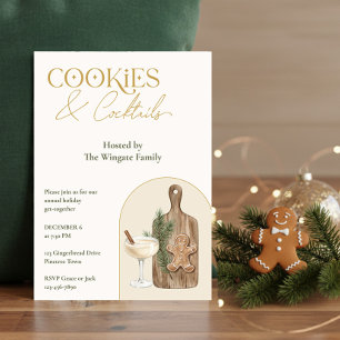 Elegante Weihnachtsfeier mit Keksen und Cocktails Einladung