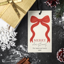Elegante Weihnachtsfeier mit roter Schleife - Geschenkanhänger