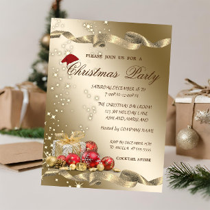 Elegante Weihnachtsfeier mit Santa Hut und Geschen Einladung