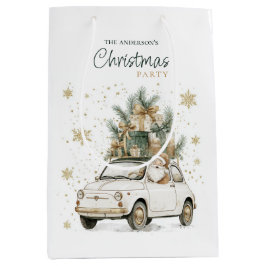 Elegante Weihnachtsfeier mit Wasserfarben-Santa Mittlere Geschenktüte