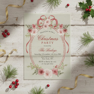 Elegante Weihnachtsfeier Watercolor Floral Rahmen