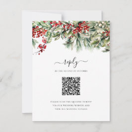 Elegante Weihnachtsfeiertage QR Code Hochzeit RSVP Karte