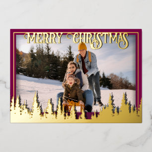 Elegante Weihnachtsfotokarte mit Goldfolie Folieneinladung