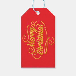 Elegante Weihnachtsgeschenkanhänger, Gold & Rot Ho Geschenkanhänger