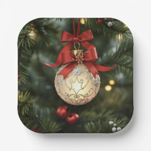 Elegante Weihnachtsgeschichtssammlung mit Red Bow Pappteller