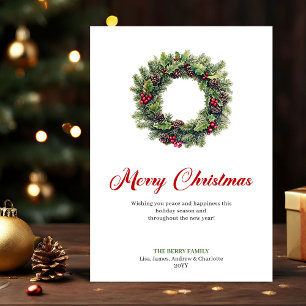 Elegante Weihnachtsgirlande Wasserfarben-Grußkarte Feiertagskarte