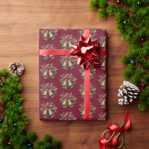 Elegante Weihnachtsglocken rot und grün Geschenkpapier