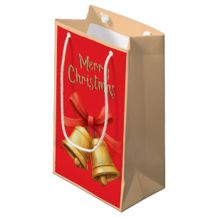 Elegante Weihnachtsglocken rote Feiertagskunst Kleine Geschenktüte