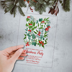 Elegante Weihnachtsgrün Acryleinladungen