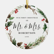 Elegante Weihnachtsgrün Mr. & Mrs.