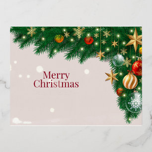Elegante Weihnachtsgruß-Ornamentik Folien Feiertagspostkarte