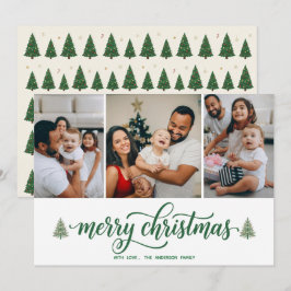 Elegante Weihnachtsgrüße Familien 3 Fotos Flachkar Feiertagskarte