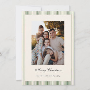 Elegante Weihnachtsgrüße gestreifte Foto Feiertagskarte
