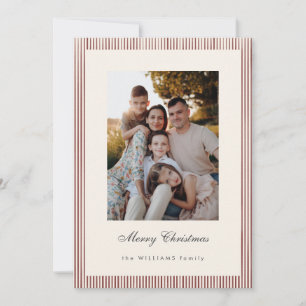 Elegante Weihnachtsgrüße gestreifte Foto Feiertagskarte