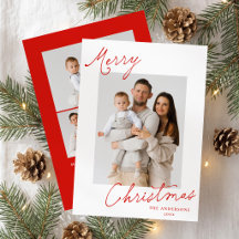 Elegante Weihnachtsgrüße in roter Schrift Foto