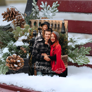 Elegante Weihnachtsgrüße Kalligrafie 1-Foto Feiertagskarte