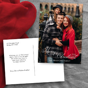 Elegante Weihnachtsgrüße Kalligrafie 1-Foto Feiertagspostkarte