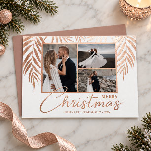 Elegante Weihnachtsgrüße mit mehreren Fotos Folien Feiertagskarte