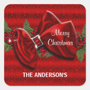 Elegante Weihnachtsgrüße PERSONALIZE Quadratischer Aufkleber