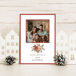 Elegante Weihnachtsgrüße Poinsettien-Foto Feiertagskarte