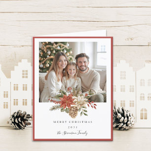 Elegante Weihnachtsgrüße Terrakotta 2 Fotos Feiertagskarte