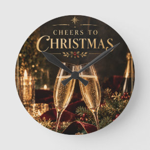 Elegante Weihnachtsgrüße zum Weihnachtschampagner Runde Wanduhr