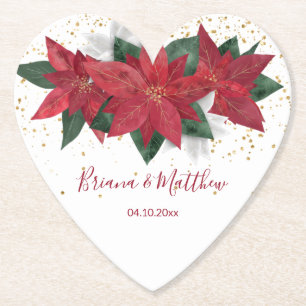 Elegante Weihnachtshochzeit in Poinsettia-Rot Untersetzer