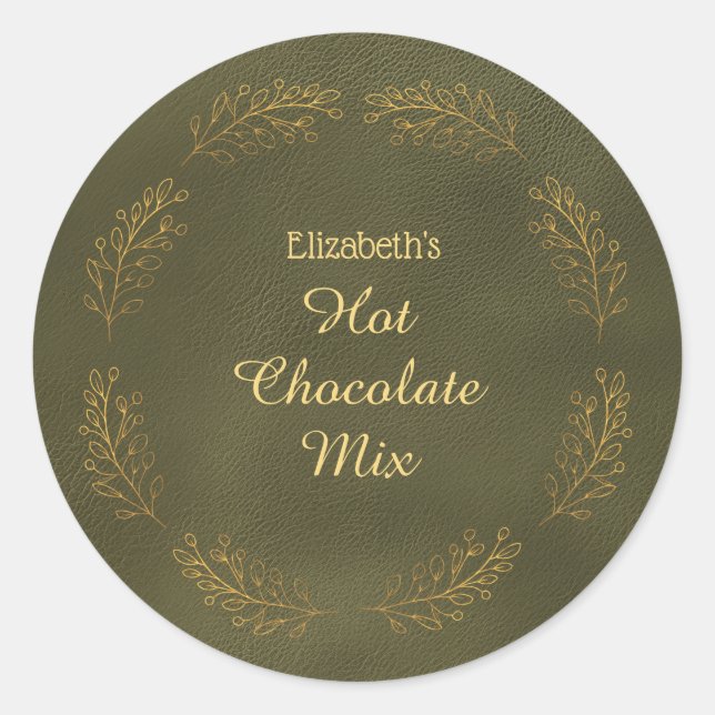 Elegante Weihnachtshot-Schokoladenmischung Goldene Runder Aufkleber (Vorderseite)