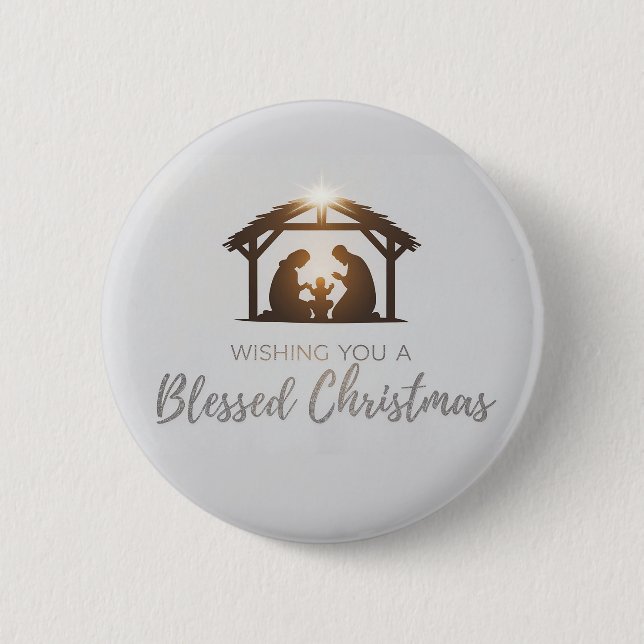 Elegante Weihnachtskarte der Krippe Button (Vorderseite)