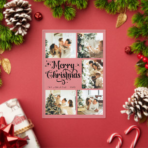 Elegante Weihnachtskarte Familienfoto Collage Acryleinladungen