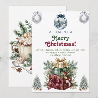 Elegante Weihnachtskarte im Wasserfarb-Design Feiertagskarte