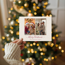 Elegante Weihnachtskarte mit 2 Fotos Marble