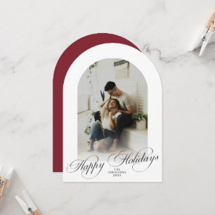 Elegante Weihnachtskarte mit Arch 1 Foto Rot Einladung