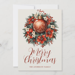 Elegante Weihnachtskarte mit Blumenmotiv Feiertagskarte