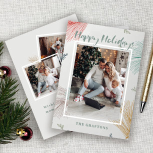 Elegante Weihnachtskarte mit drei Fotos für frohe Feiertagskarte