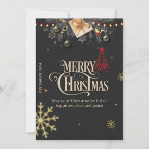 Elegante Weihnachtskarte mit Gold und Rot-Dekorati Einladung