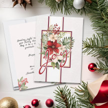 Elegante Weihnachtskarte mit rotem Blumenstrauß