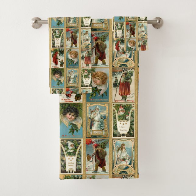 Elegante Weihnachtskarten mit Gold Borders Badhandtuch Set (Insitu)