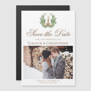 Elegante Weihnachtskerzen-Foto Save-the-Date-Karte Magneteinladung