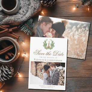 Elegante Weihnachtskerzen-Foto Save-the-Date-Karte Save The Date
