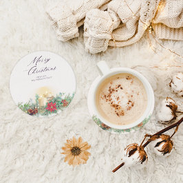 Elegante Weihnachtskerzen & Poinsettia Rechteckiger Pappuntersetzer