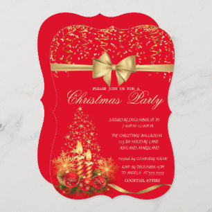 Elegante Weihnachtskerzen, Tree Red Company Party Einladung